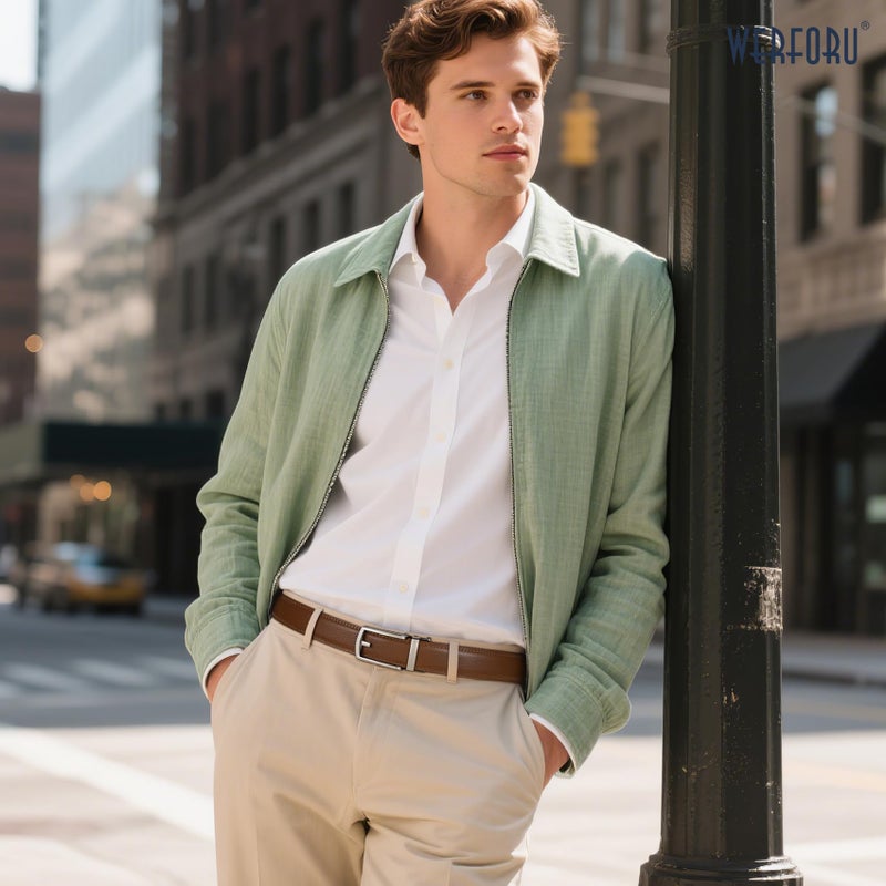 WERFORU Leather Ratchet Dress Belt for Men Perfect Fit Waist Size Up to 50 Inches with Automatic Buckle,04Style 1-Brown,Suit Pant Size 30-44 Inches - Image 2